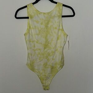 Aerie Yellow and White Tie-Dye Bodysuit